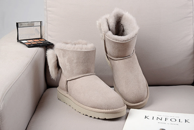 UGG Fluff Bow Mini Boots Grey