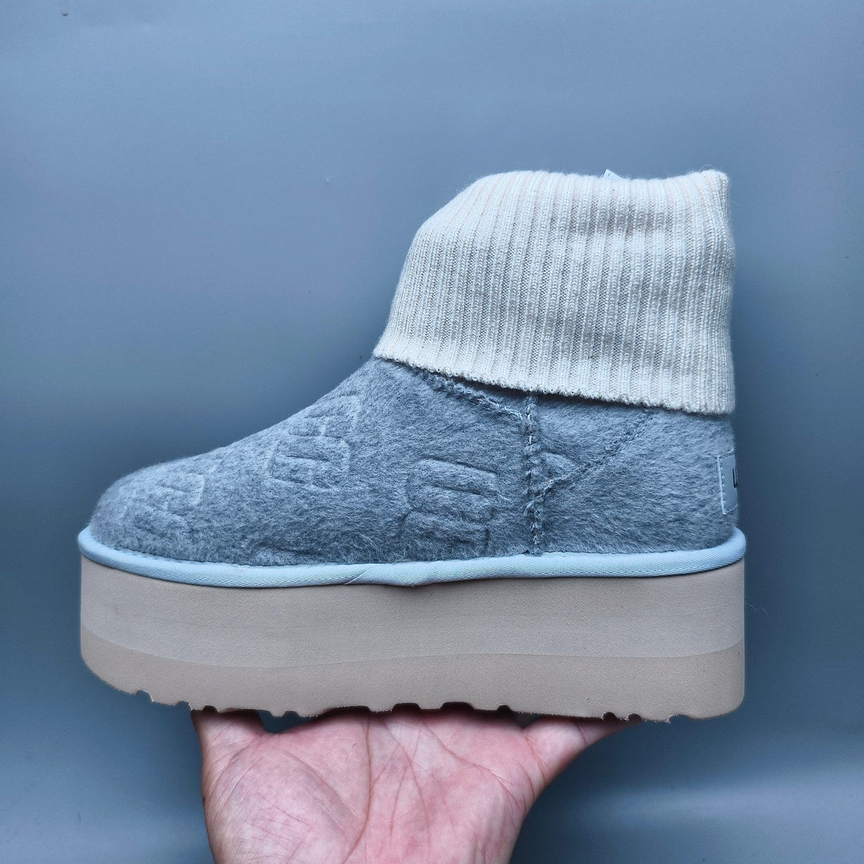 UGG 4047 Stivali Scanalati di lana con logo in pelle scamosciata grigia 35-40 My Store