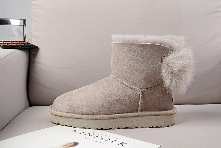 UGG Fluff Bow Mini Boots Grey