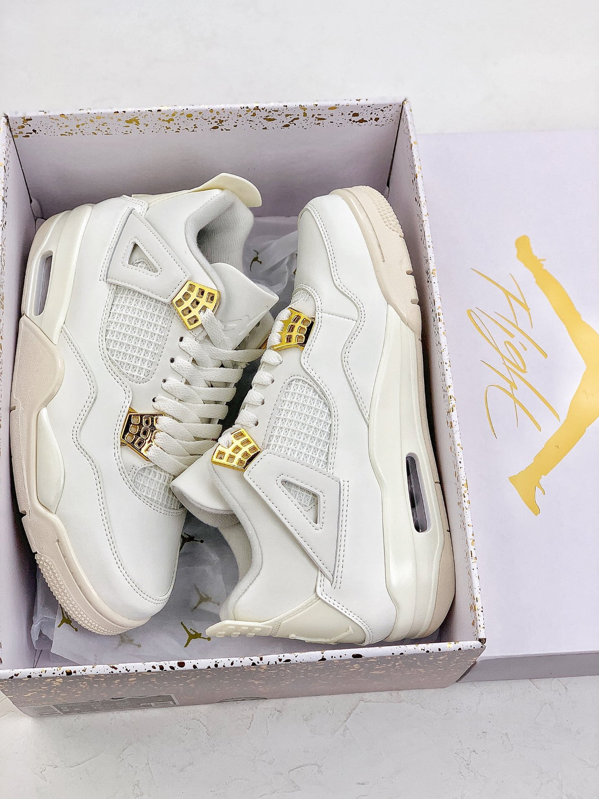Air Jordan AJ4 Retro AQ9129-170 OG''Sail Metallic Gold" size 40 - 48 My Store