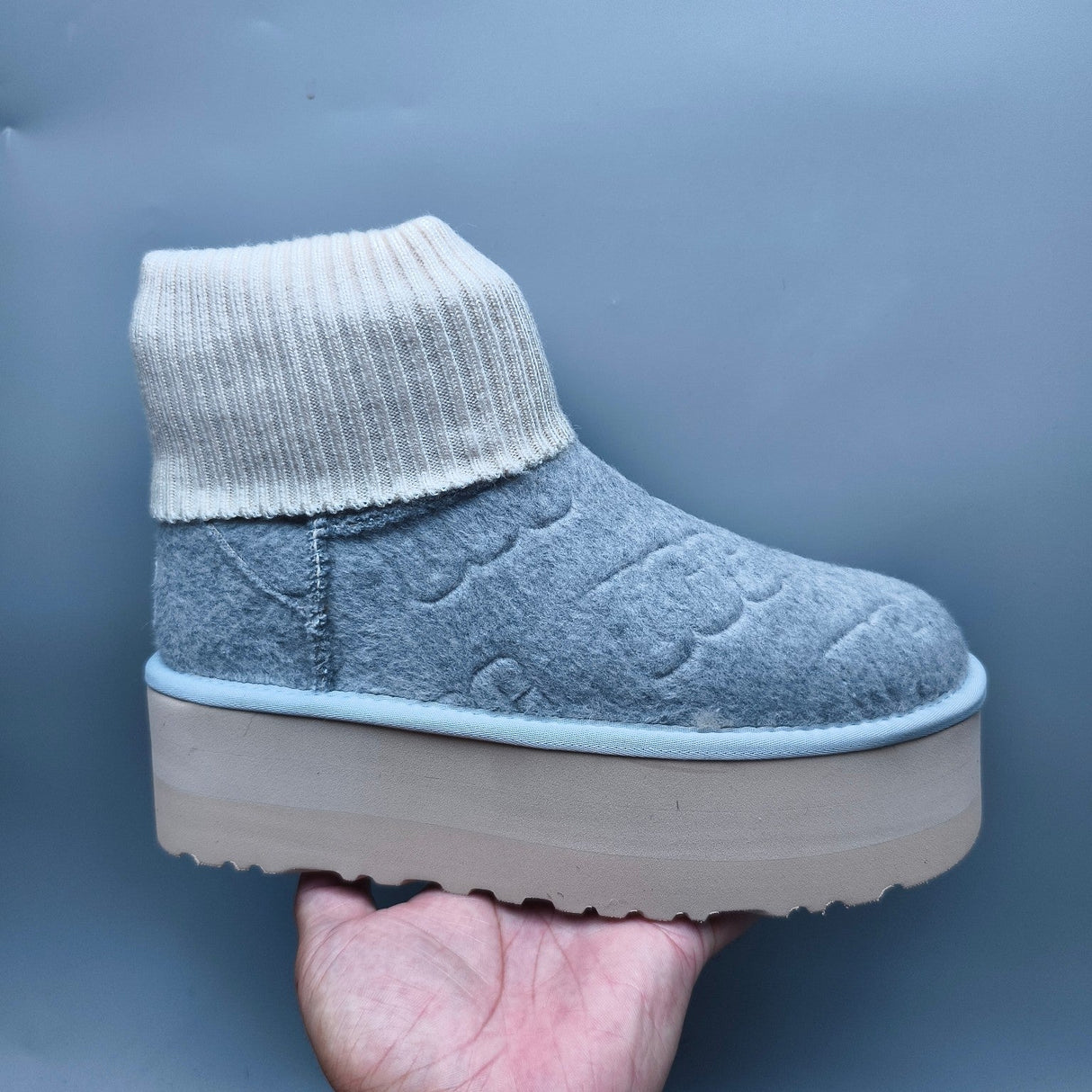 UGG 4047 Stivali Scanalati di lana con logo in pelle scamosciata grigia 35-40 My Store