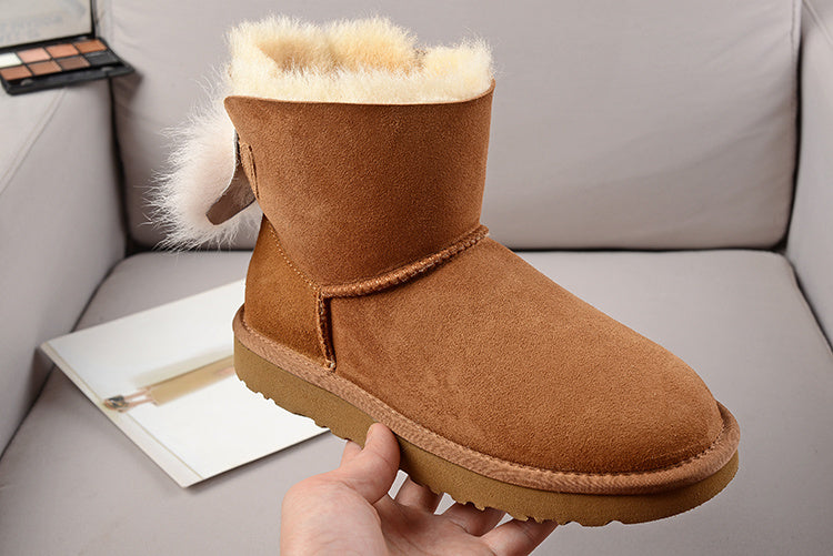 UGG Fluff Bow Mini Boots Chestnut