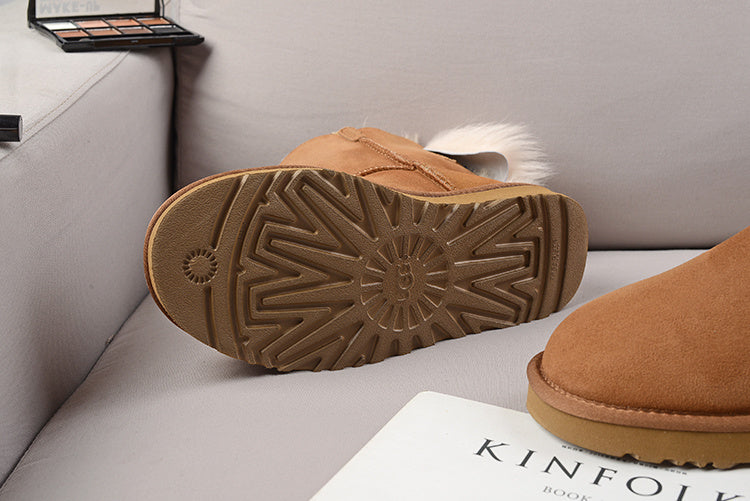 UGG Fluff Bow Mini Boots Chestnut