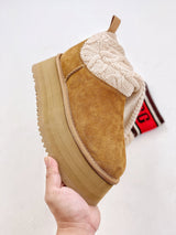 UGG 1144045 Stivali Scanalati di lana con logo in pelle scamosciata colore cammello 35-40 My Store