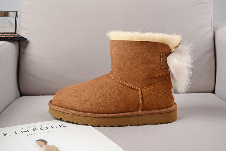 UGG Fluff Bow Mini Boots Chestnut
