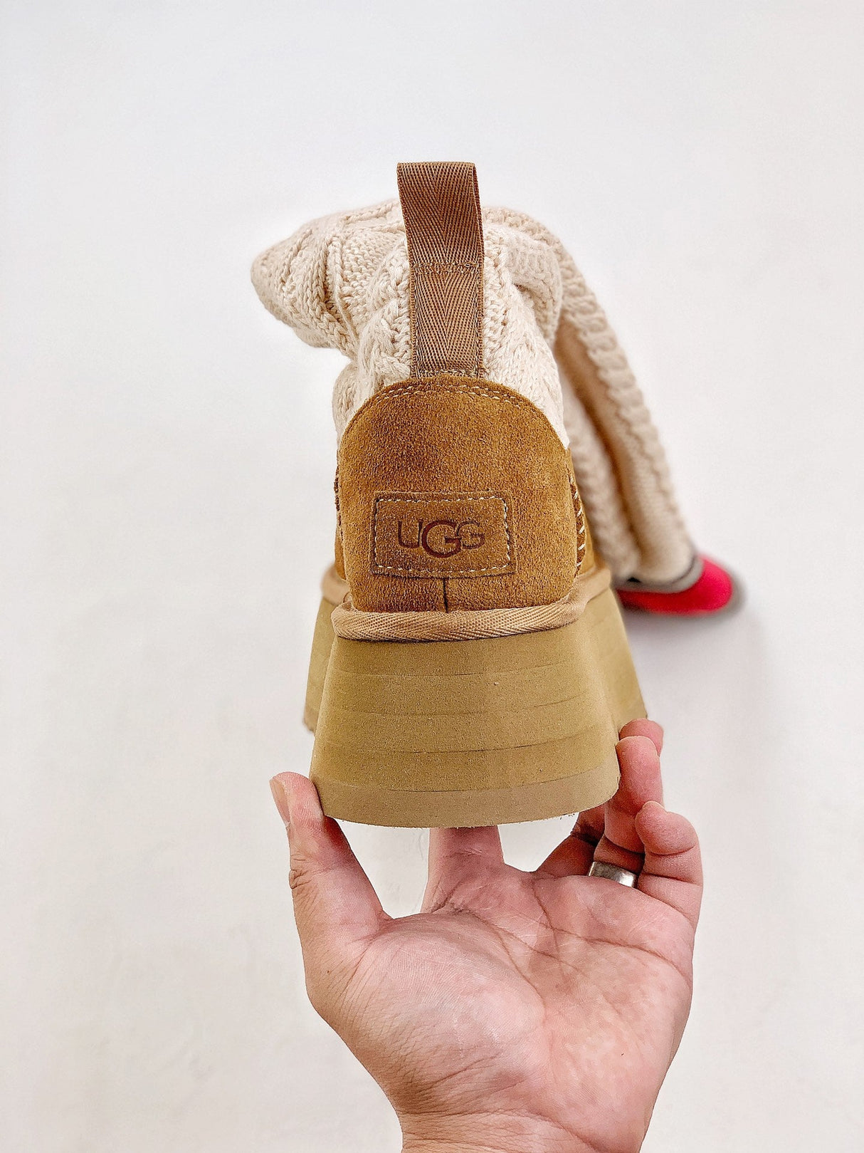 UGG 1144045 Stivali Scanalati di lana con logo in pelle scamosciata colore cammello 35-40 My Store