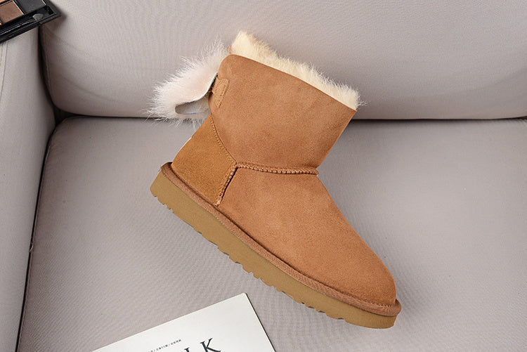 UGG Fluff Bow Mini Boots Chestnut