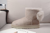 UGG Fluff Bow Mini Boots Grey