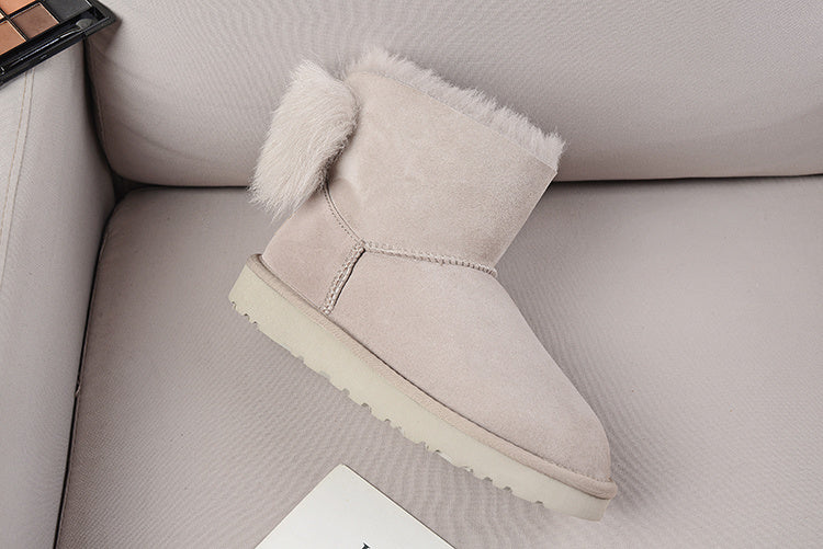 UGG Fluff Bow Mini Boots Grey
