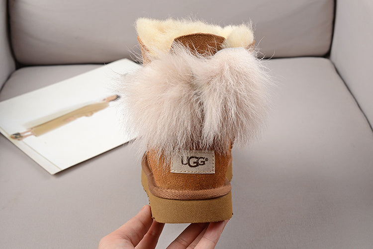 UGG Fluff Bow Mini Boots Chestnut