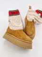 UGG 1144045 Stivali Scanalati di lana con logo in pelle scamosciata colore cammello 35-40 My Store