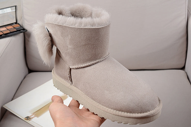 UGG Fluff Bow Mini Boots Grey